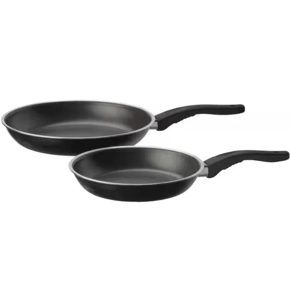 2 IKEA KAVALKAD Black Non-Stick Pan‎ Set of 2/10" & 7"